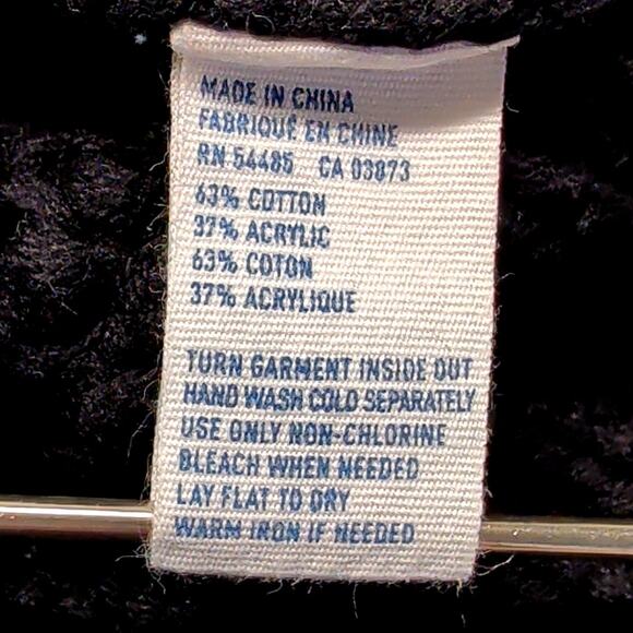 Chunky Knit Wrap Sweater Shawl Neck Womens XL Black Cotton Blend American Eagle - Picture 4 of 7